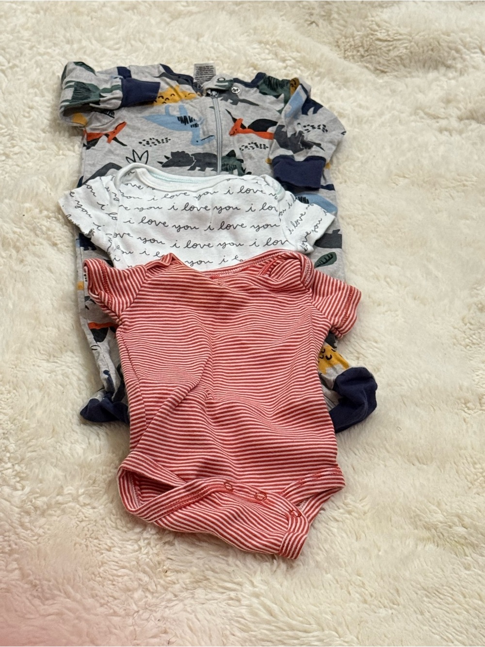 Disney Red & White Stripe Baby One-Piece Bodysuit